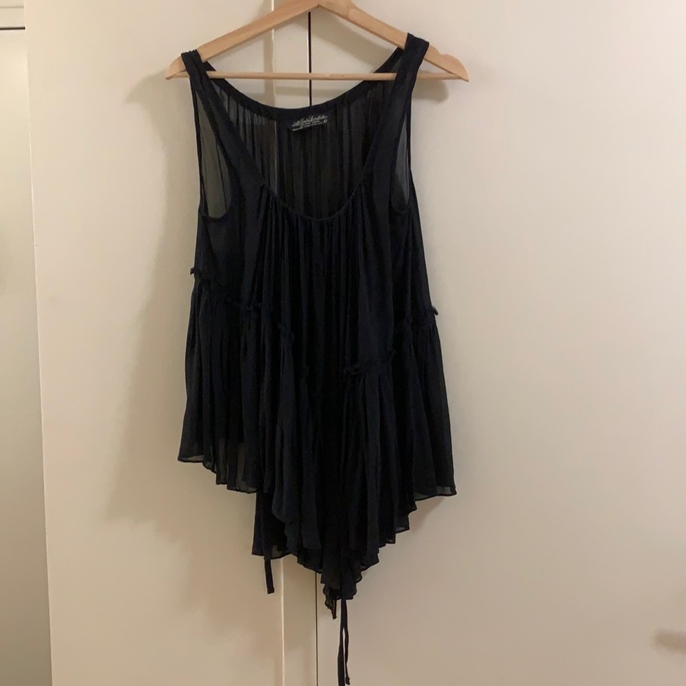 All saints Spitalfields black sheer draped top size 10